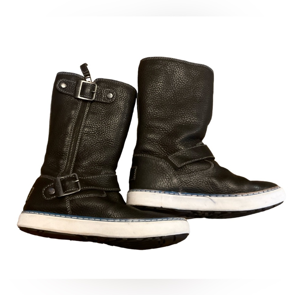 UGG | Black Leather Zipper Boots | Size 5